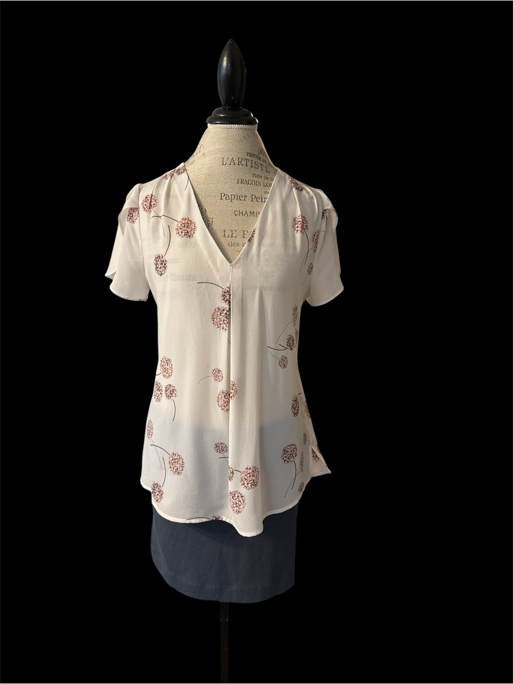 Daniel Rainn Cream Blouse with Pink Floral Print